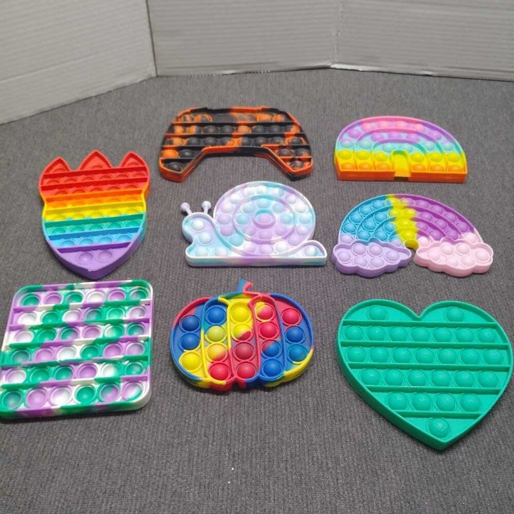 Pop It Fidget Toy Bundle 7pc Rainbow Controller Heart Pumpkin Sensory Set